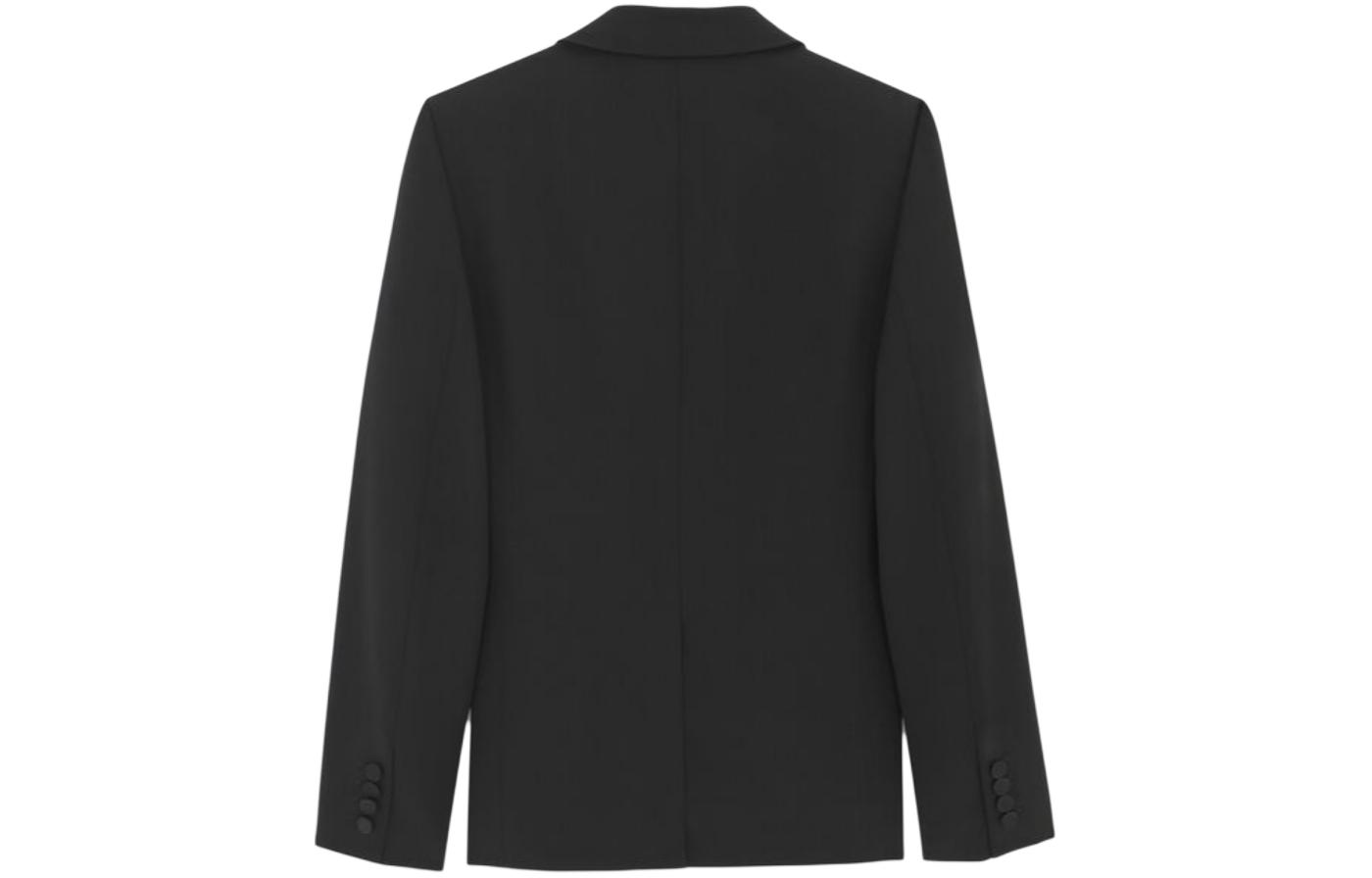 Lookbook SAINT LAURENT FW23 Blazer Lengan Panjang Butang Tunggal Hitam Lelaki 780354Y512W1000