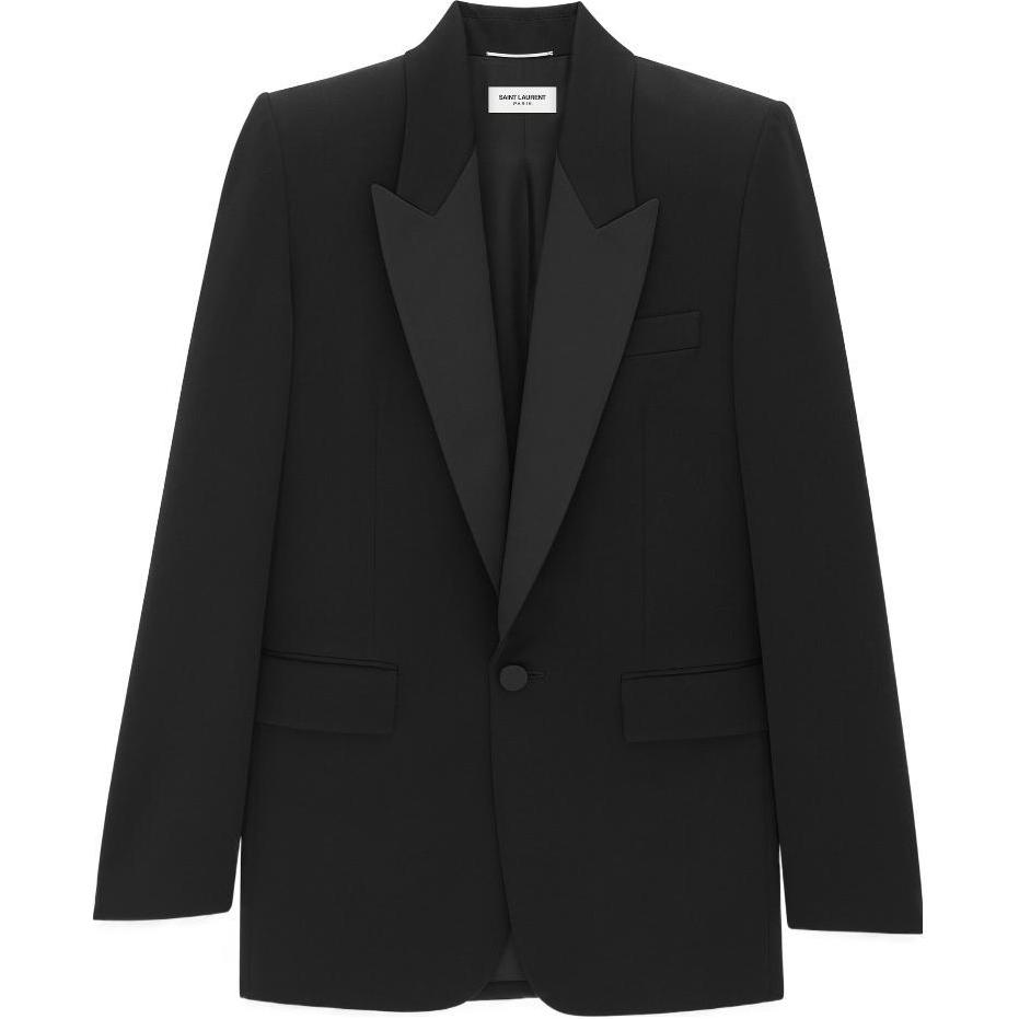 SAINT LAURENT FW23  Black Solid Single-Breasted Casual Blazer 760896Y7E631000