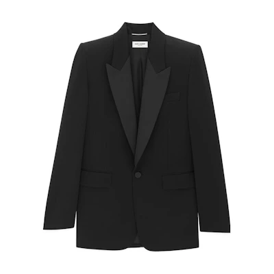 SAINT LAURENT FW23 Black Solid Single-Breasted Casual Blazer 760896Y7E631000