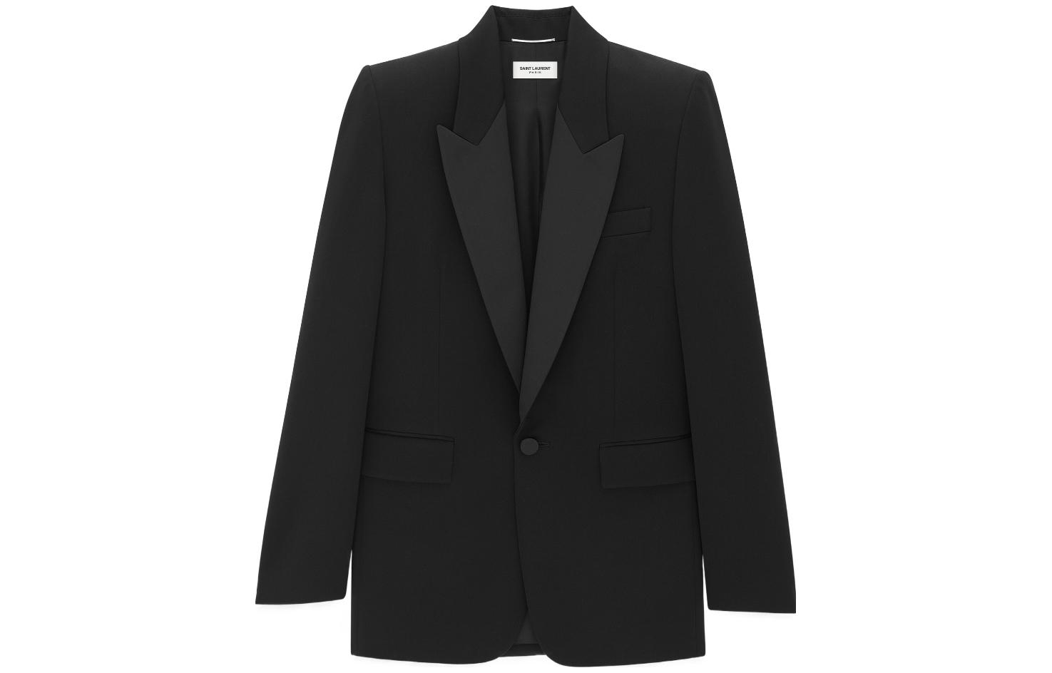 Order SAINT LAURENT FW23 Blazer Hitam Kasual Single-Breasted 760896Y7E631000