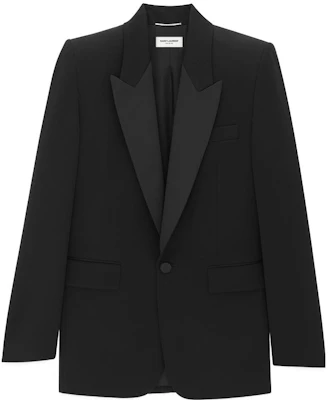 SAINT LAURENT FW23 Blazer Hitam Kasual Single-Breasted 760896Y7E631000 Order SAINT LAURENT FW23 Blazer Hitam Kasual Single-Breasted 760896Y7E631000