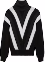 SAINT LAURENT FW23 Black Wool High-Neck Pullover Sweater with V Pattern 752424Y76FO9019 SAINT LAURENT FW23 Black Wool High-Neck Pullover Sweater with V Pattern 752424Y76FO9019