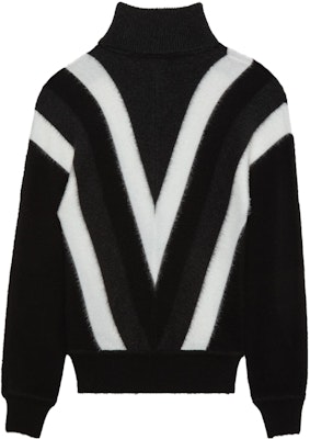 SAINT LAURENT FW23 Black Wool High-Neck Pullover Sweater with V Pattern 752424Y76FO9019 Lookbook SAINT LAURENT FW23 Black Wool High-Neck Pullover Sweater with V Pattern 752424Y76FO9019