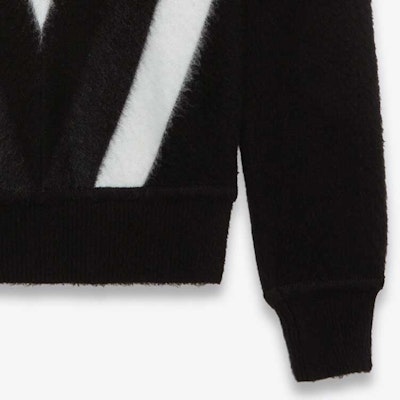 SAINT LAURENT FW23 Black Wool High-Neck Pullover Sweater with V Pattern 752424Y76FO9019 Purchase SAINT LAURENT FW23 Black Wool High-Neck Pullover Sweater with V Pattern 752424Y76FO9019
