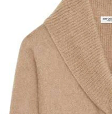 SAINT LAURENT FW23 Camel Loose Knit Pullover Sweater Lelaki 751095Y76FA2645 Details for SAINT LAURENT FW23 Camel Loose Knit Pullover Sweater Lelaki 751095Y76FA2645