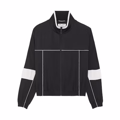 SAINT LAURENT FW23 Embroidered Colorblock Jacket Black. 753065Y3G361000