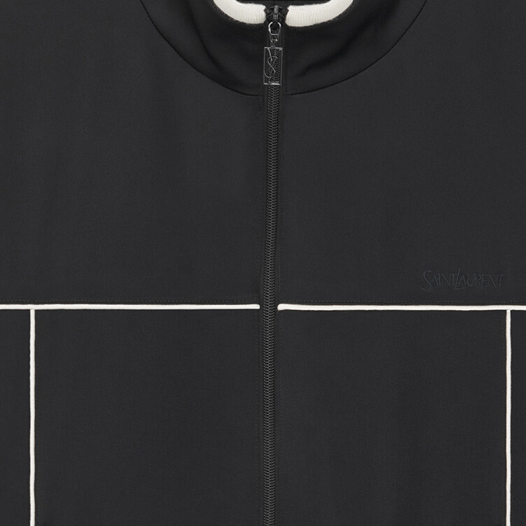 Purchase SAINT LAURENT FW23  Embroidered Colorblock Jacket Black. 753065Y3G361000