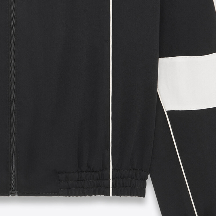 Details for SAINT LAURENT FW23  Embroidered Colorblock Jacket Black. 753065Y3G361000