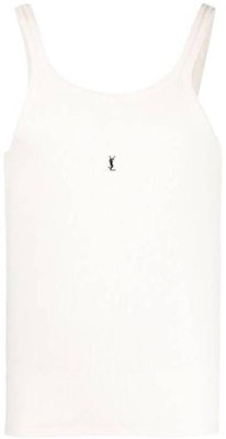 サンローラン FW23 ホワイト リブ付きロゴ刺繍スリーブレスタンクトップ 761275Y37EC9744 Order サンローラン FW23 ホワイト リブ付きロゴ刺繍スリーブレスタンクトップ 761275Y37EC9744