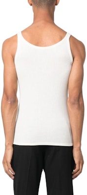 サンローラン FW23 ホワイト リブ付きロゴ刺繍スリーブレスタンクトップ 761275Y37EC9744 Shop サンローラン FW23 ホワイト リブ付きロゴ刺繍スリーブレスタンクトップ 761275Y37EC9744
