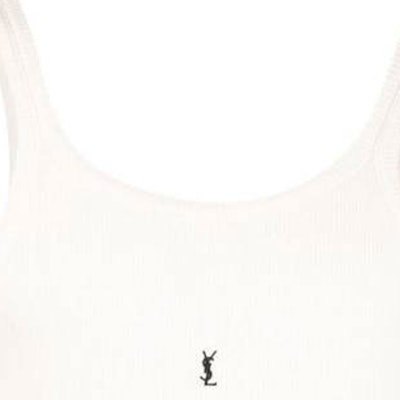 サンローラン FW23 ホワイト リブ付きロゴ刺繍スリーブレスタンクトップ 761275Y37EC9744 Details for サンローラン FW23 ホワイト リブ付きロゴ刺繍スリーブレスタンクトップ 761275Y37EC9744