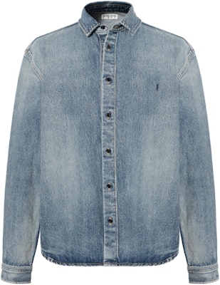SAINT LAURENT FW23 Embroidered Logo Denim Shirt Men’s Blue Long Sleeve 753029Y07JA5018 Buy SAINT LAURENT FW23 Embroidered Logo Denim Shirt Men’s Blue Long Sleeve 753029Y07JA5018