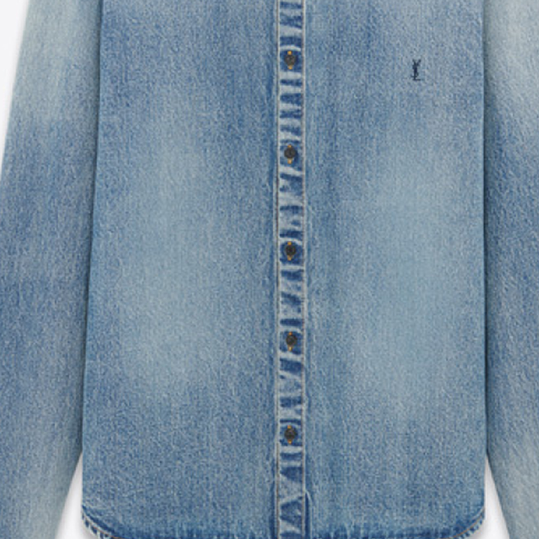 Sizing SAINT LAURENT FW23 Embroidered Logo Denim Shirt Men’s Blue Long Sleeve 753029Y07JA5018