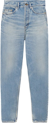 SAINT LAURENT FW23 Jeans Denim Pria High-Waisted Tapered Biru Muda 751031Y23LA5022 Order SAINT LAURENT FW23 Jeans Denim Pria High-Waisted Tapered Biru Muda 751031Y23LA5022