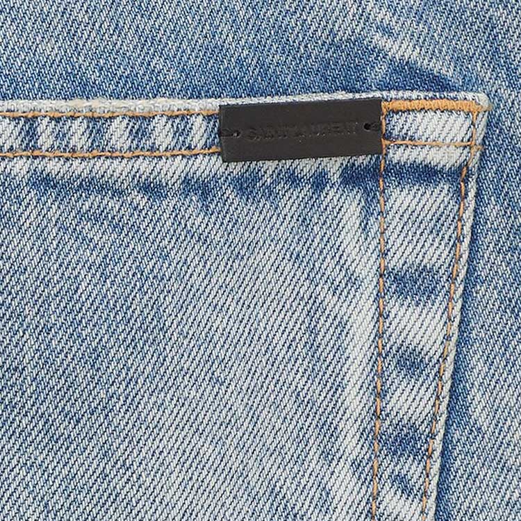 Purchase SAINT LAURENT FW23 Jeans Denim Pria High-Waisted Tapered Biru Muda 751031Y23LA5022