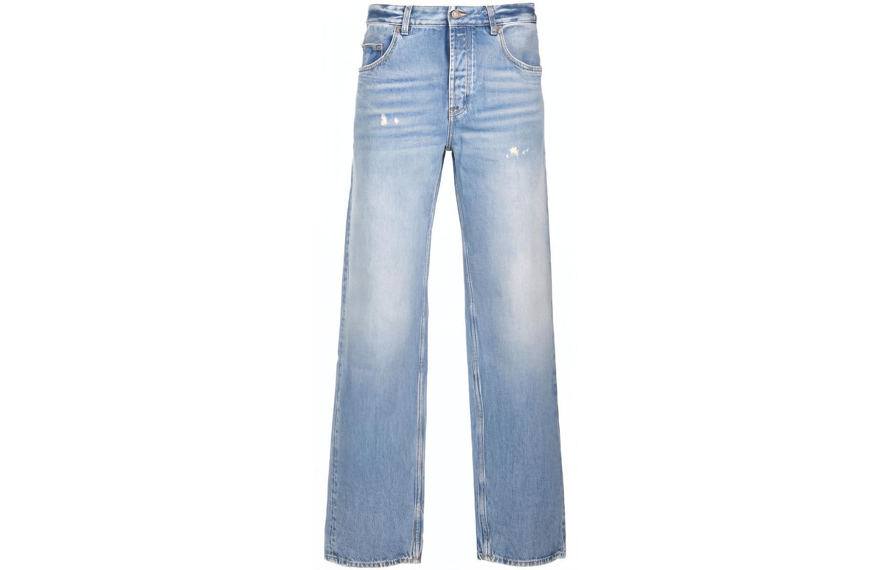 SAINT LAURENT FW23 Loose Fit Mid-Rise Wide-Leg Jeans Men’s Blue 757276-Y04PH-4598