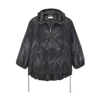 SAINT LAURENT FW23 Solid Back Logo Hoodie Jacket Mens Black 758264Y5F651000