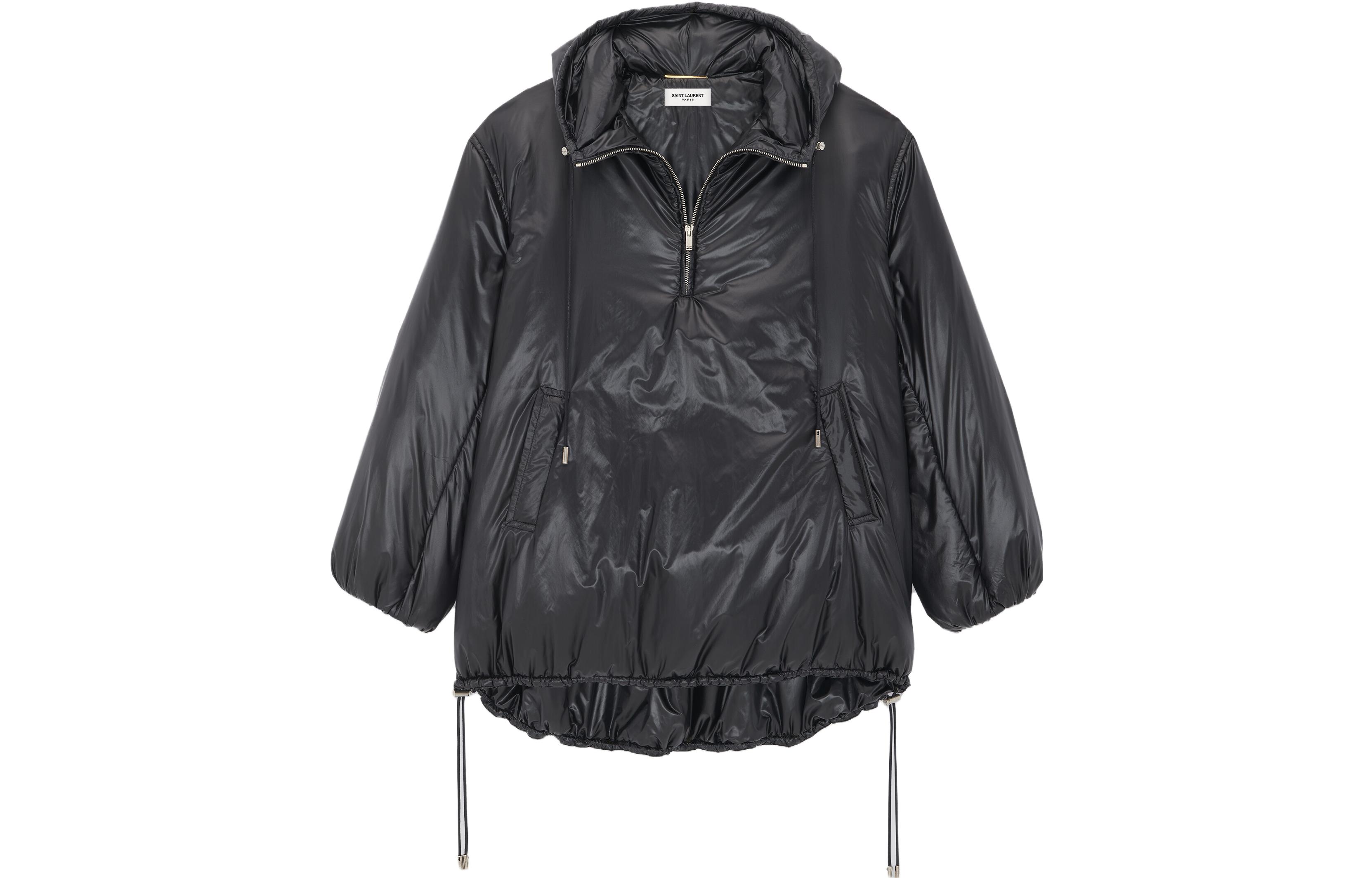 Order 생로랑 FW23 솔리드 백 로고 후디 재킷 남성 블랙 758264Y5F651000