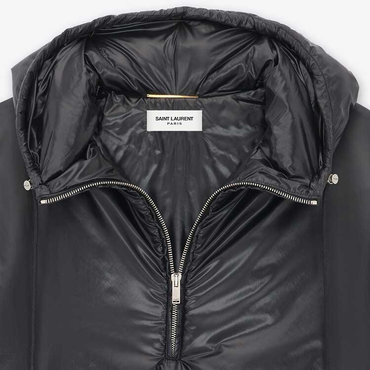 Purchase 생로랑 FW23 솔리드 백 로고 후디 재킷 남성 블랙 758264Y5F651000