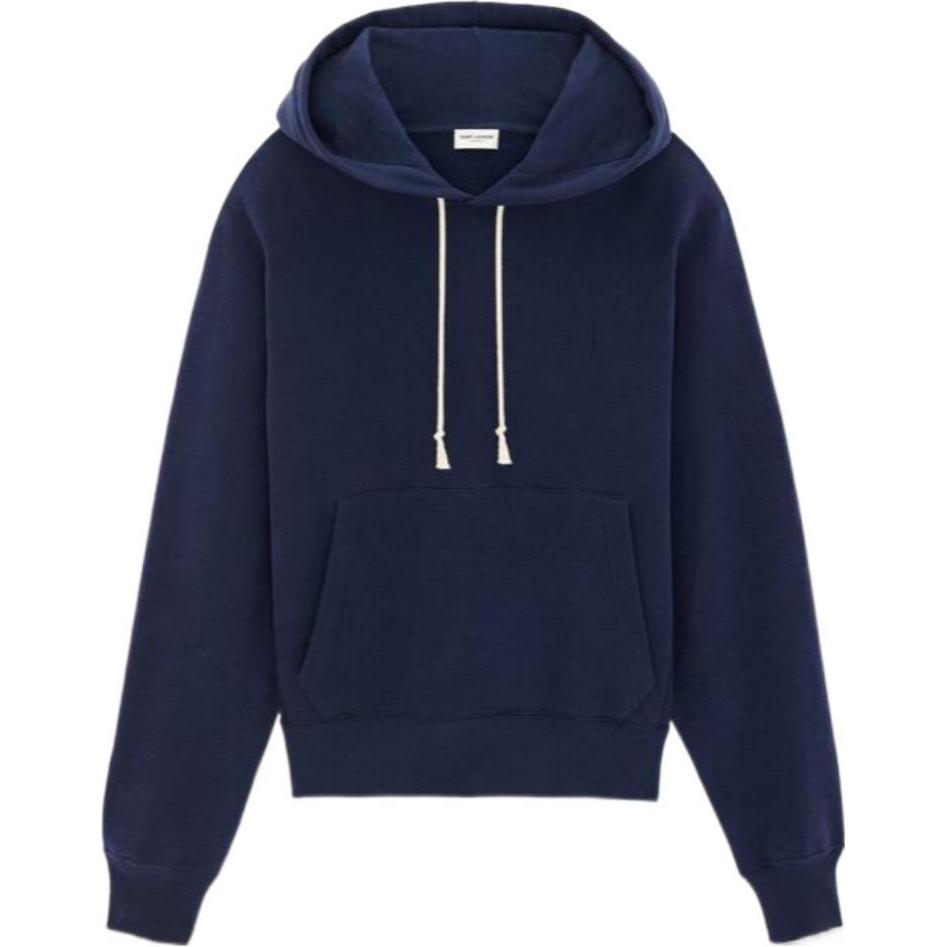 Saint Laurent FW23 Solid Color Drawstring Hooded Casual Hoodie Blue 778464Y36SW4140