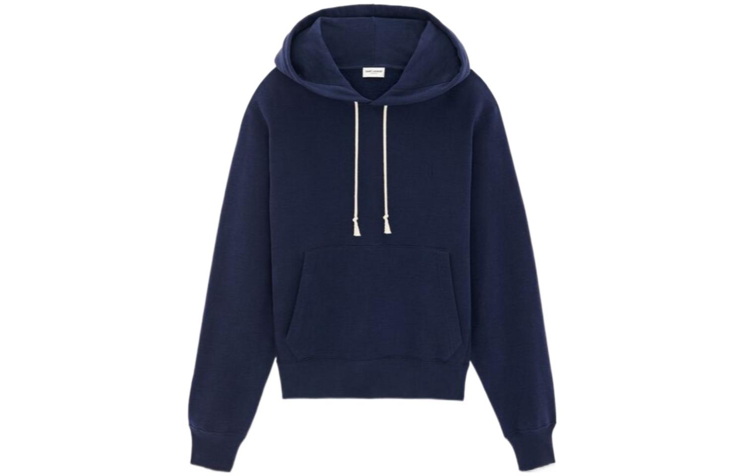 Order Sudadera Casual con Capucha y Cordón Azul Saint Laurent FW23 Color Sólido. 778464Y36SW4140