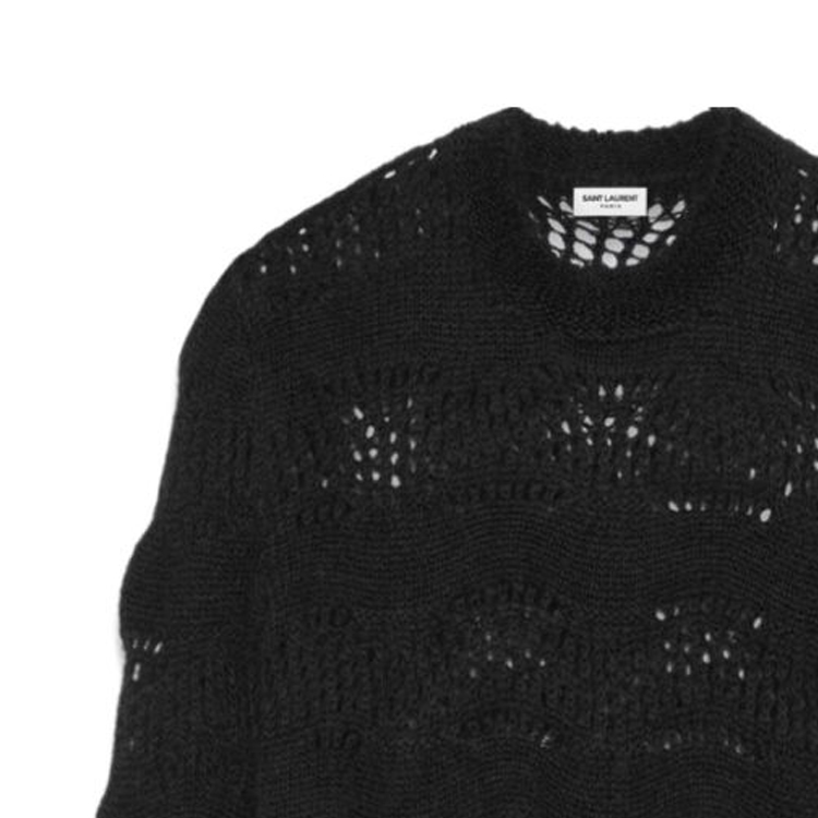 Lookbook 圣罗兰FW23纯色针织套头毛衣黑色圆领毛衣 757039Y76EZ1000