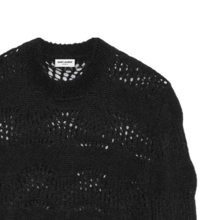 Shop 圣罗兰FW23纯色针织套头毛衣黑色圆领毛衣 757039Y76EZ1000