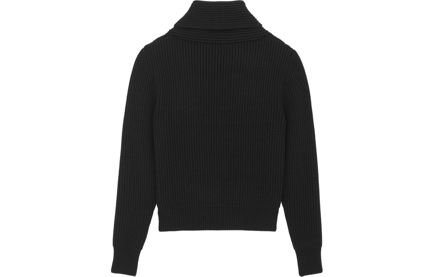 Lookbook SAINT LAURENT FW23 Solid Ribbed Knit Shawl Collar Sweater Men’s Black 750969Y76ER1000