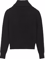 Lookbook SAINT LAURENT FW23 男士黑色純色羅紋針織開襟毛衣 750969Y76ER1000