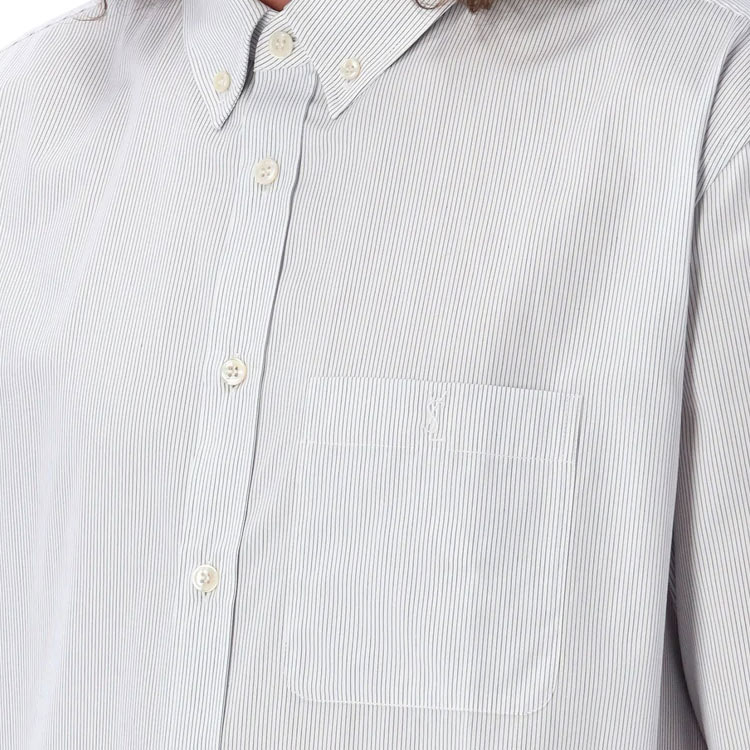 Shop SAINT LAURENT FW23男士純白長袖襯衫 712700Y1H499019