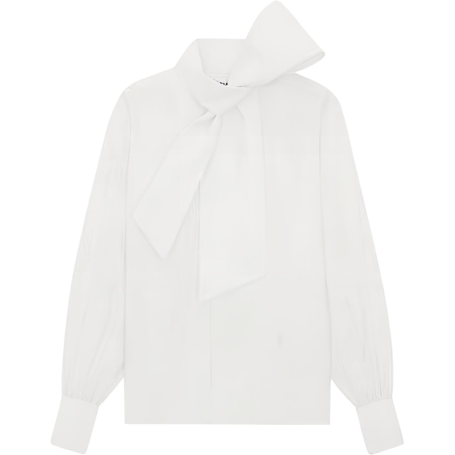 SAINT LAURENT FW23 White High-Neck Button-Up Long-Sleeve  Shirt 761062Y1H689000