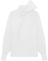 Order SAINT LAURENT FW23 White High-Neck Button-Up Long-Sleeve Shirt 761062Y1H689000