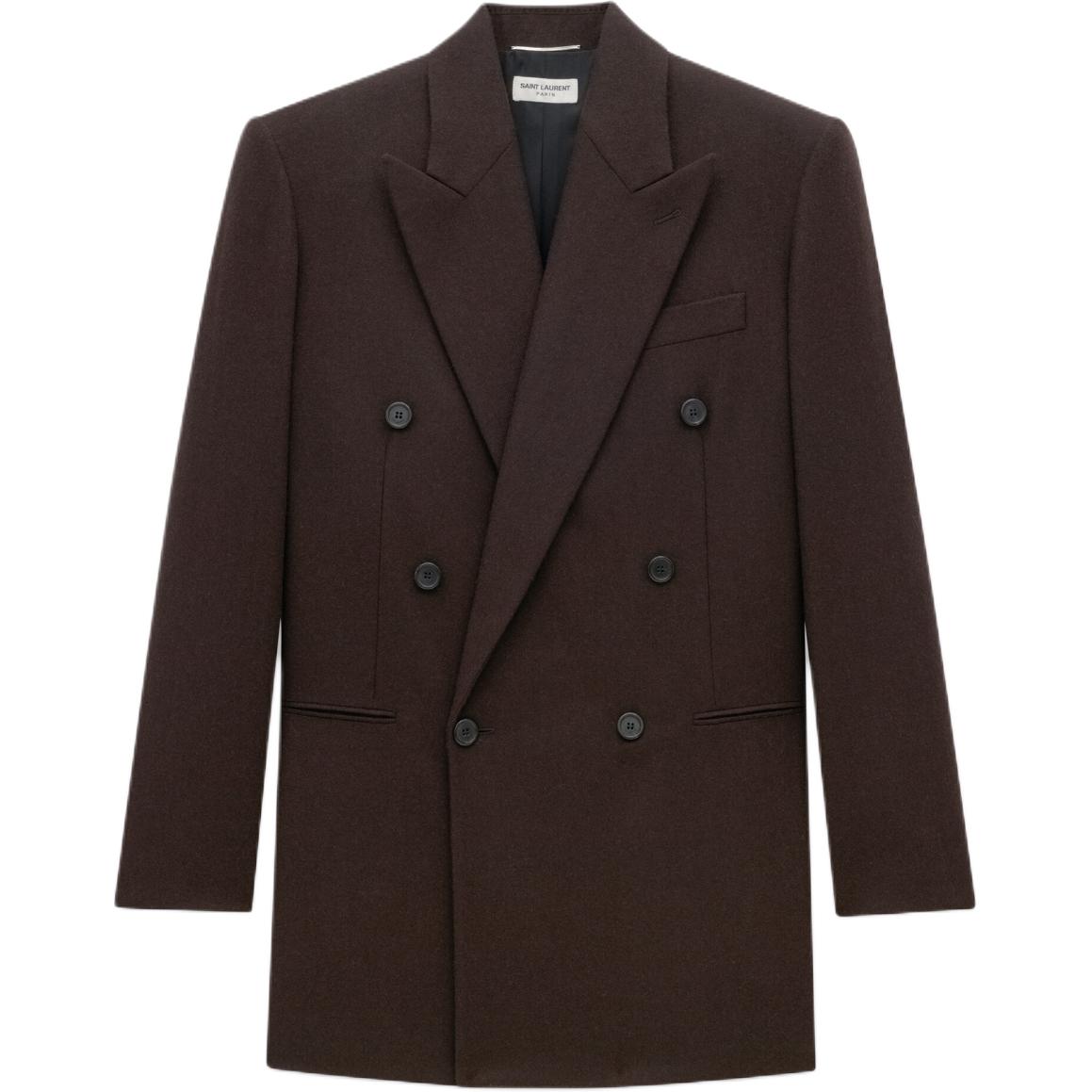 Saint Laurent FW24 Double-Breasted Pocket Jacket - Black Coffee 803956Y1J822588