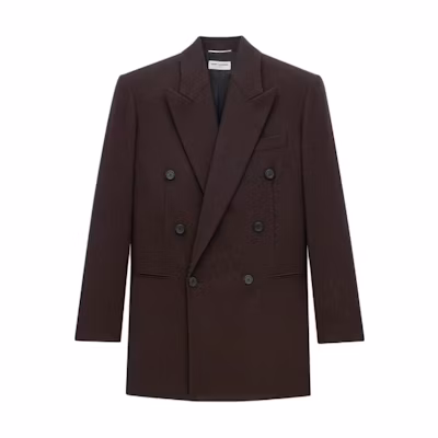 Saint Laurent FW24 Double-Breasted Pocket Jacket - Black Coffee 803956Y1J822588