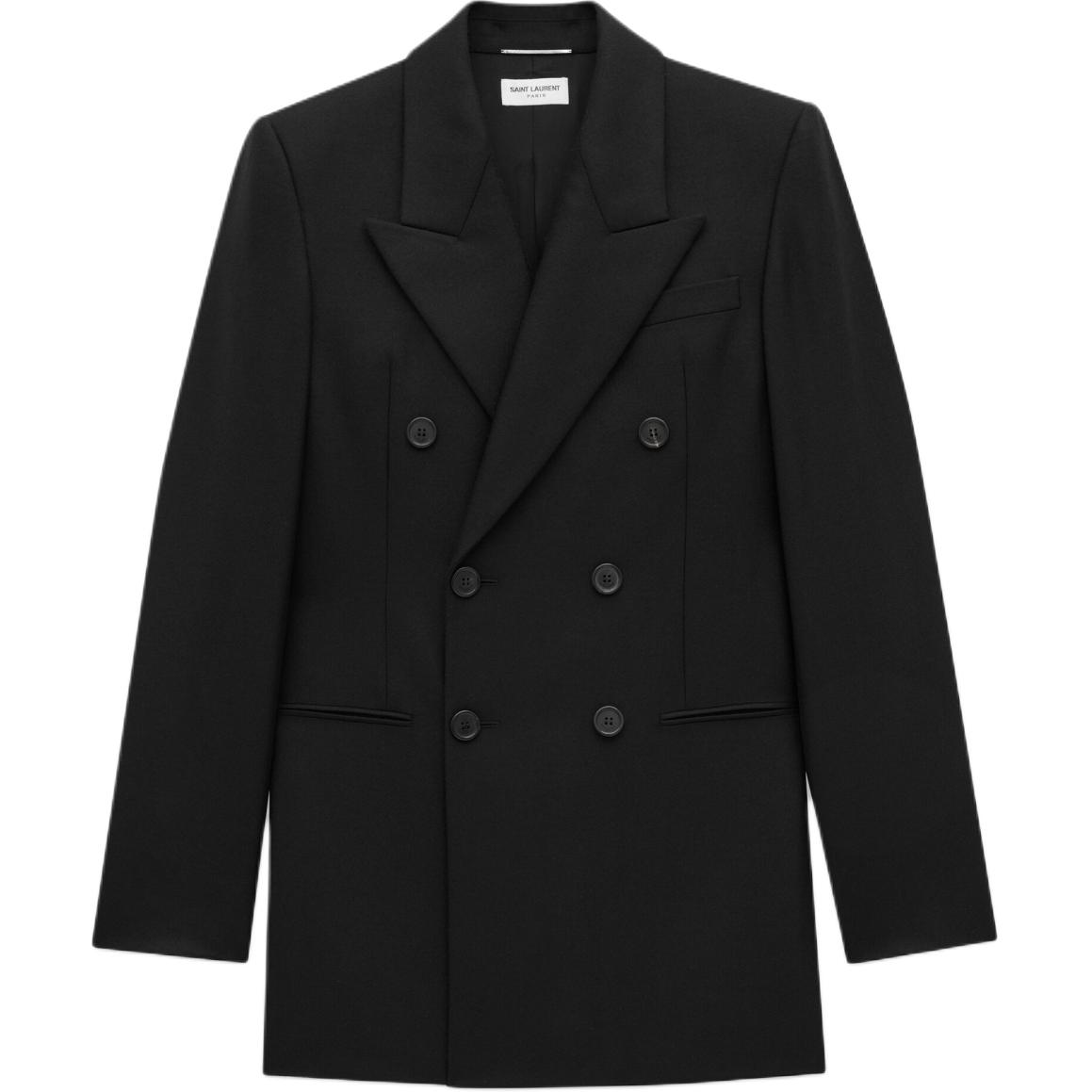 Saint Laurent FW24 Double-Breasted Pocket Jacket Black Long Sleeve 792989Y2H701000