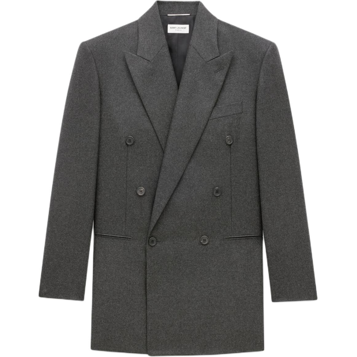 Saint Laurent FW24 Gray Double-Breasted Pocket Long Sleeve Jacket 803956Y2H701635