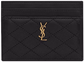 Saint Laurent Gaby Card Case In Quilted Lambskin Noir Saint Laurent Gaby Card Case In Quilted Lambskin Noir