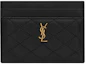 Buy 생 로랑 누빔 램스킨 가비 카드 지갑 (블랙)