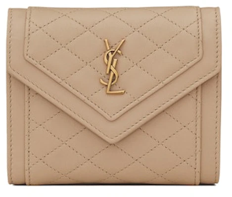 聖羅蘭Gaby小型三折錢包,菱格羊皮,深米色 Buy 聖羅蘭Gaby小型三折錢包,菱格羊皮,深米色