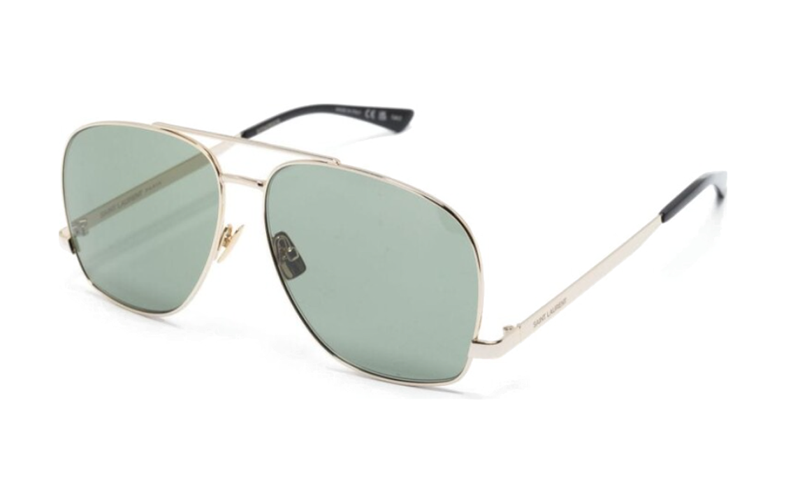 SAINT LAURENT Gold Aviator Sunglasses Unisex with Logo Metal Temples. SL653LEON003