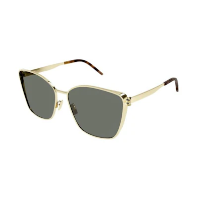 SAINT LAURENT Gold Irregular Metal Logo Sunglasses for Men SLM98