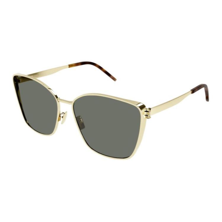 Order SAINT LAURENT Gold Irregular Metal Logo Sunglasses for Men SLM98