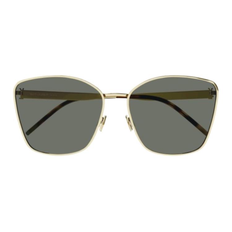 Lookbook SAINT LAURENT Gold Irregular Metal Logo Sunglasses for Men SLM98