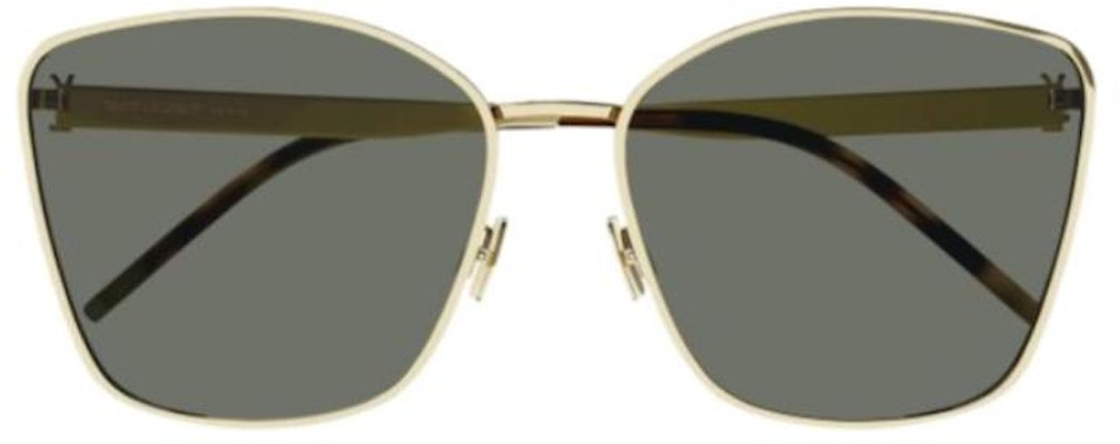 SAINT LAURENT Gold Irregular Metal Logo Sunglasses for Men SLM98 Lookbook SAINT LAURENT Gold Irregular Metal Logo Sunglasses for Men SLM98