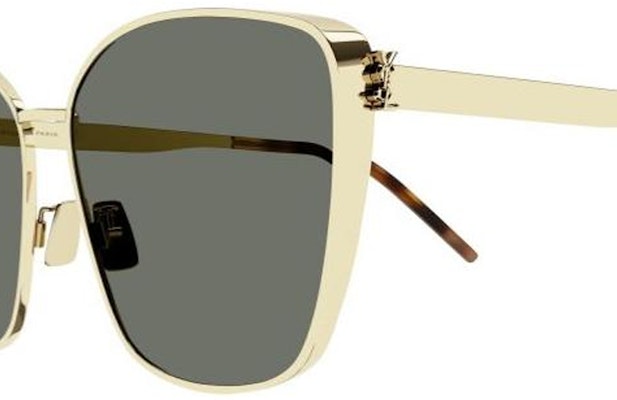 SAINT LAURENT Gold Irregular Metal Logo Sunglasses for Men SLM98 Shop SAINT LAURENT Gold Irregular Metal Logo Sunglasses for Men SLM98