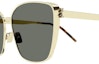 Shop SAINT LAURENT Gold Irregular Metal Logo Sunglasses for Men SLM98