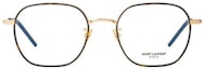Lookbook SAINT LAURENT Gold Metal Irregular Frame Optical Glasses Unisex Couples Style SL397F003