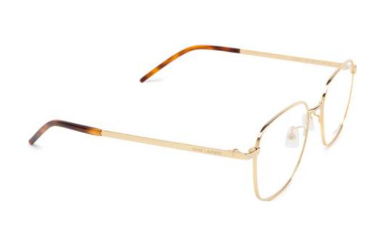 Lookbook SAINT LAURENT 男士金属椭圆光学眼镜（金色）。 SL646F003