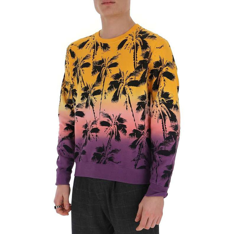 Details for 생로랑 그래디언트 야자수 프린트 크루넥 스웻셔츠 멀티컬러 남성. 603302YBOY27269
