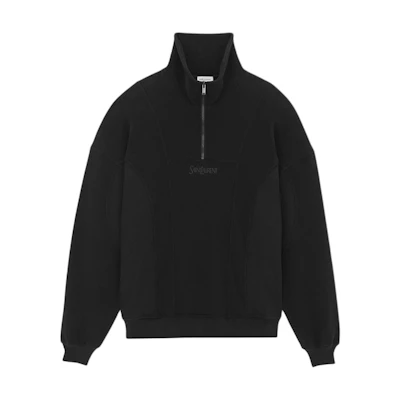 Saint Laurent Half Zip Mock Neck Sweatshirt Black Pullover 750517Y36SW1000